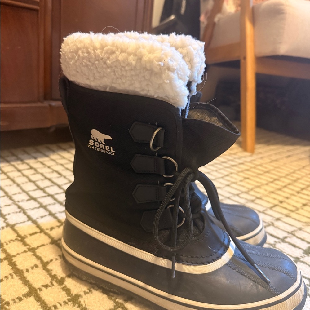 Sorel Winter Carnival Waterproof Snow Boots - Black with Fleece Cuff